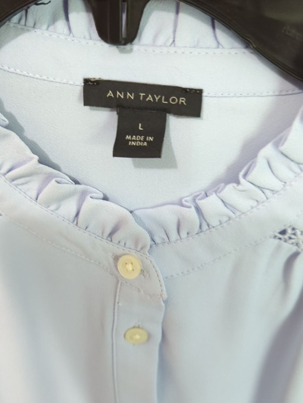 Ann Taylor Pale Purple Ruffled Yoke Button-Down Blouse - Picture 4 of 6